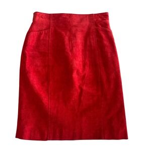 Wilson's Red Suede Leather Mini Skirt‎ size 8 High Waist Retro 90s Y2K VTG